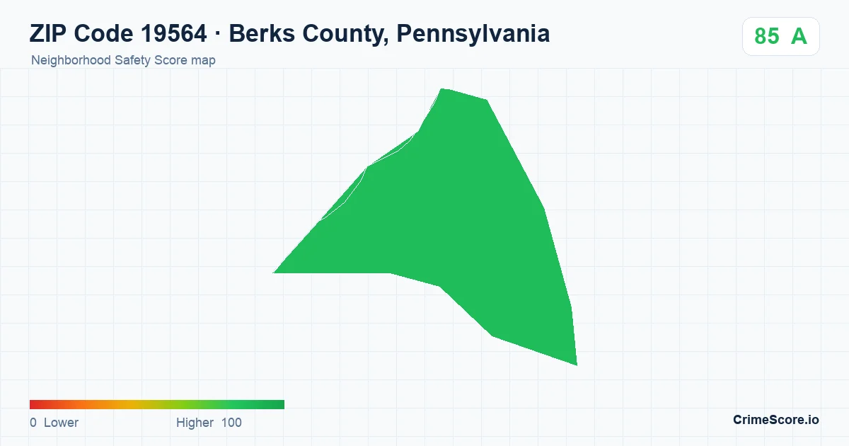 ZIP Code 19564 in Berks County, Pennsylvania neighborhood Safety Score map