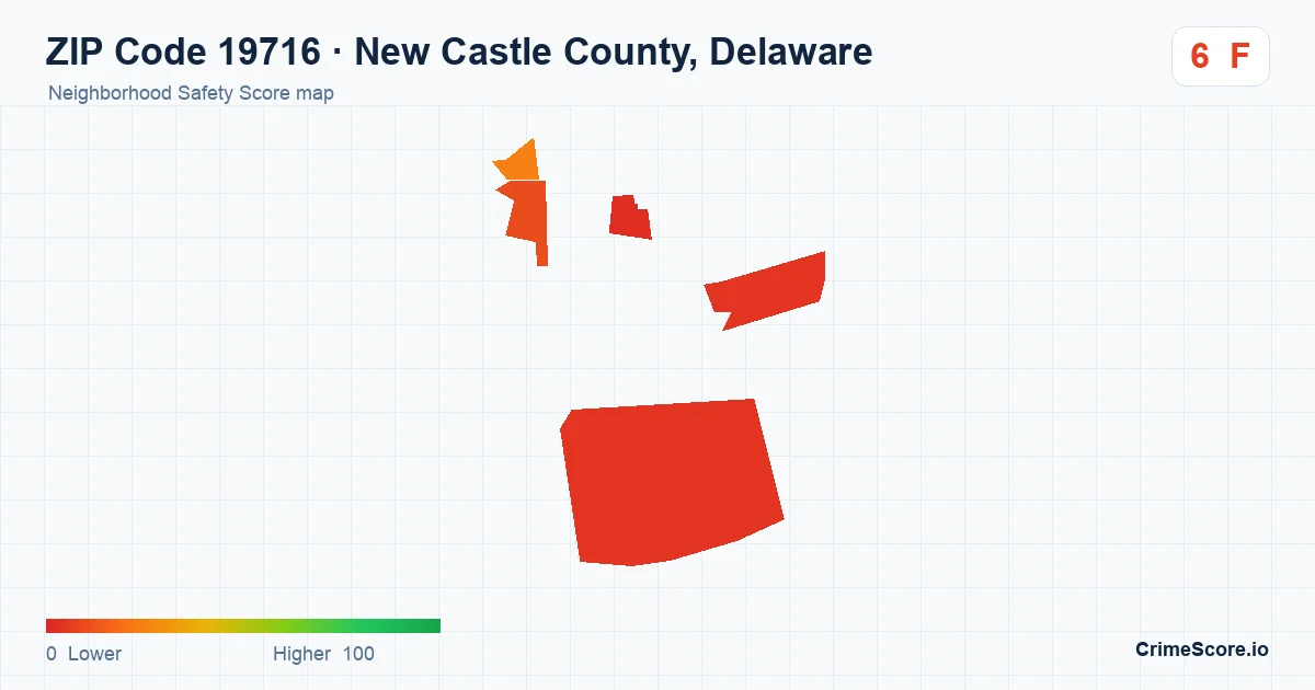 ZIP Code 19716 in New Castle County, Delaware neighborhood Safety Score map