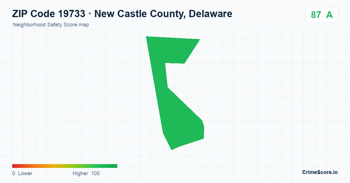 ZIP Code 19733 in New Castle County, Delaware neighborhood Safety Score map