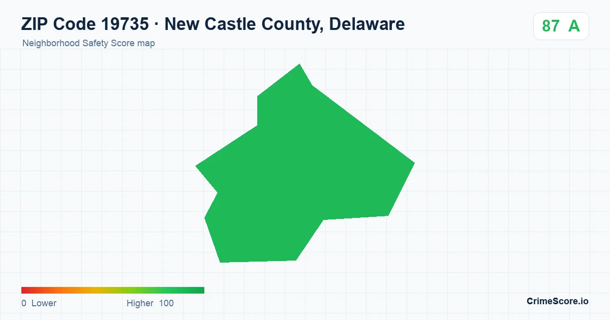 ZIP Code 19735 in New Castle County, Delaware neighborhood Safety Score map