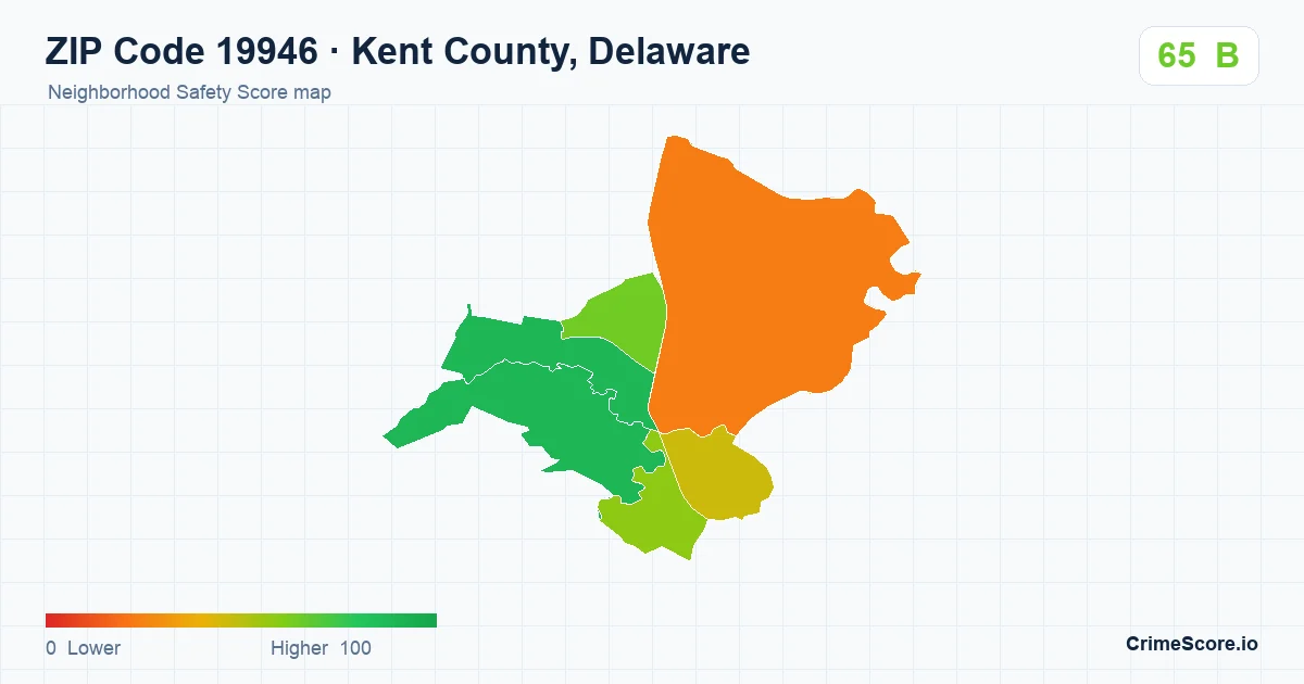 ZIP Code 19946 in Kent County, Delaware neighborhood Safety Score map