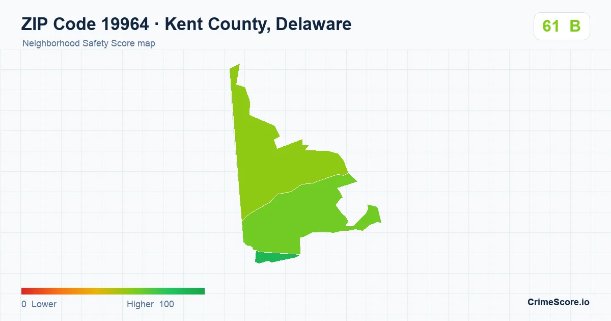 ZIP Code 19964 in Kent County, Delaware neighborhood Safety Score map