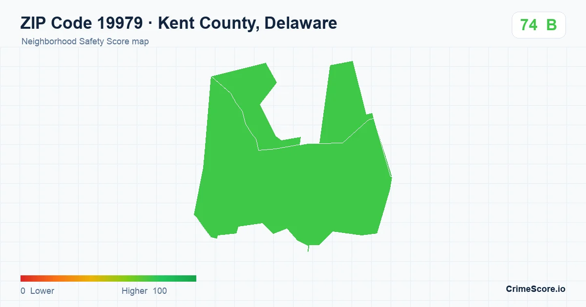 ZIP Code 19979 in Kent County, Delaware neighborhood Safety Score map