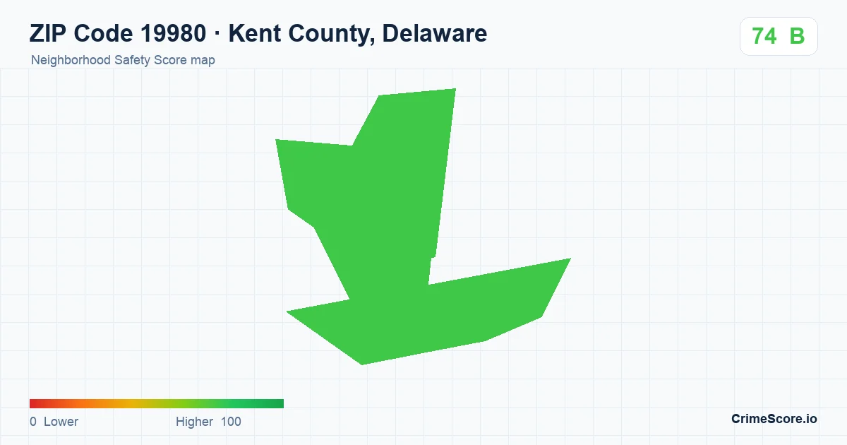 ZIP Code 19980 in Kent County, Delaware neighborhood Safety Score map