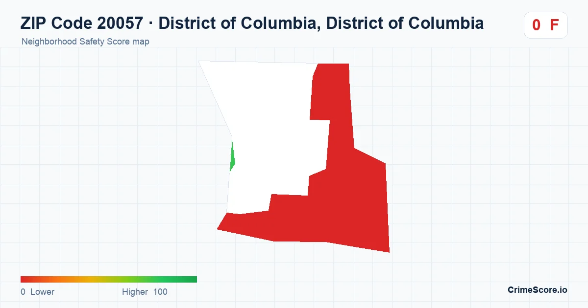 ZIP Code 20057 in District of Columbia, District of Columbia neighborhood Safety Score map