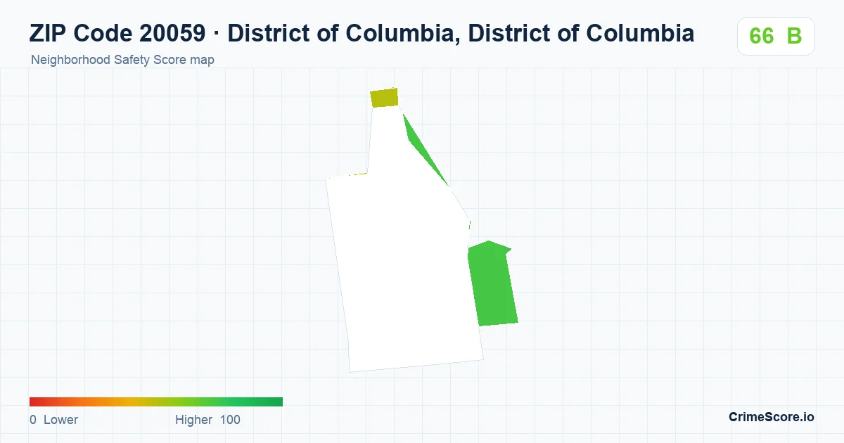 ZIP Code 20059 in District of Columbia, District of Columbia neighborhood Safety Score map