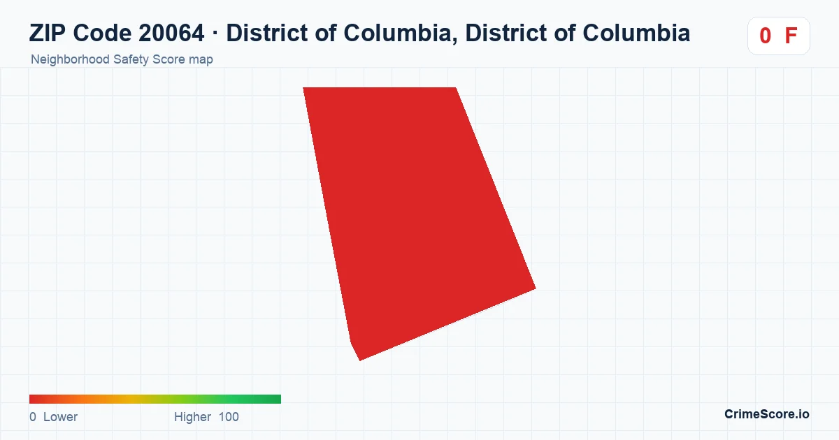 ZIP Code 20064 in District of Columbia, District of Columbia neighborhood Safety Score map
