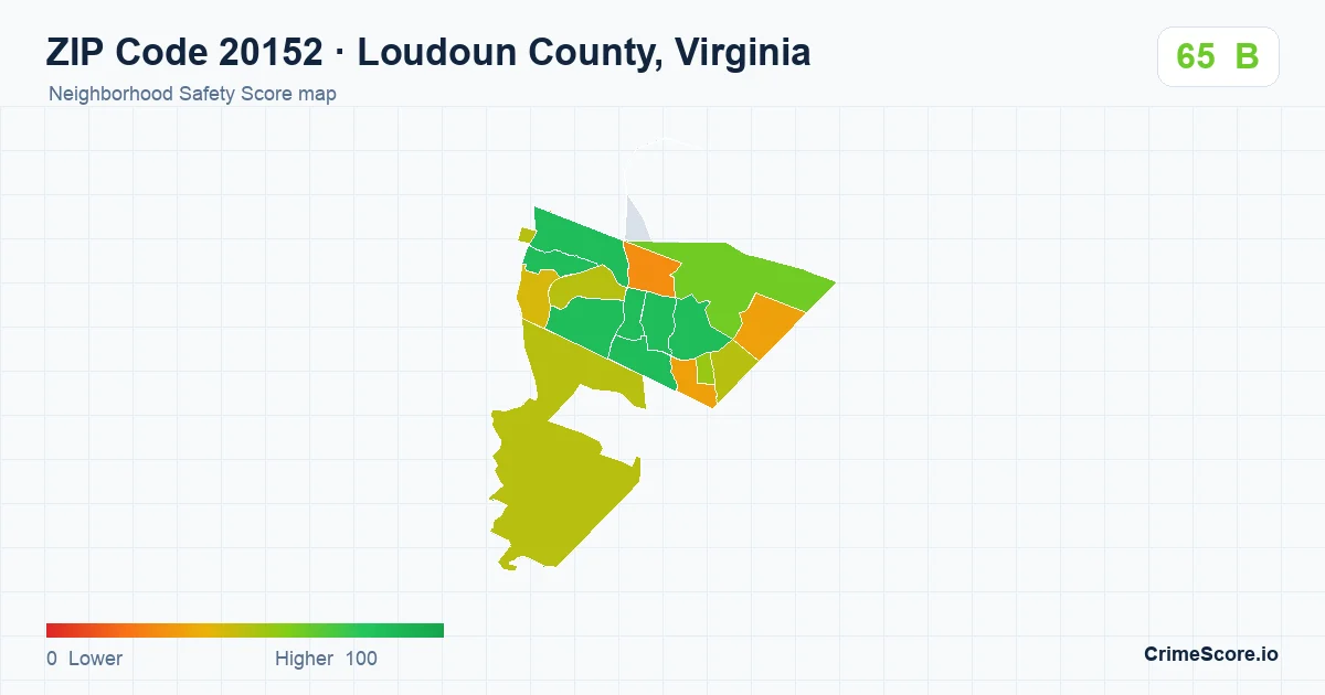 ZIP Code 20152 in Loudoun County, Virginia neighborhood Safety Score map