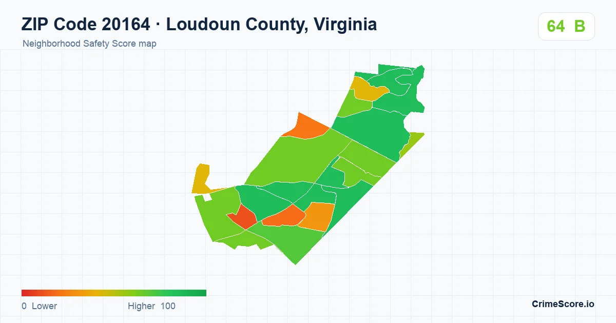 ZIP Code 20164 in Loudoun County, Virginia neighborhood Safety Score map