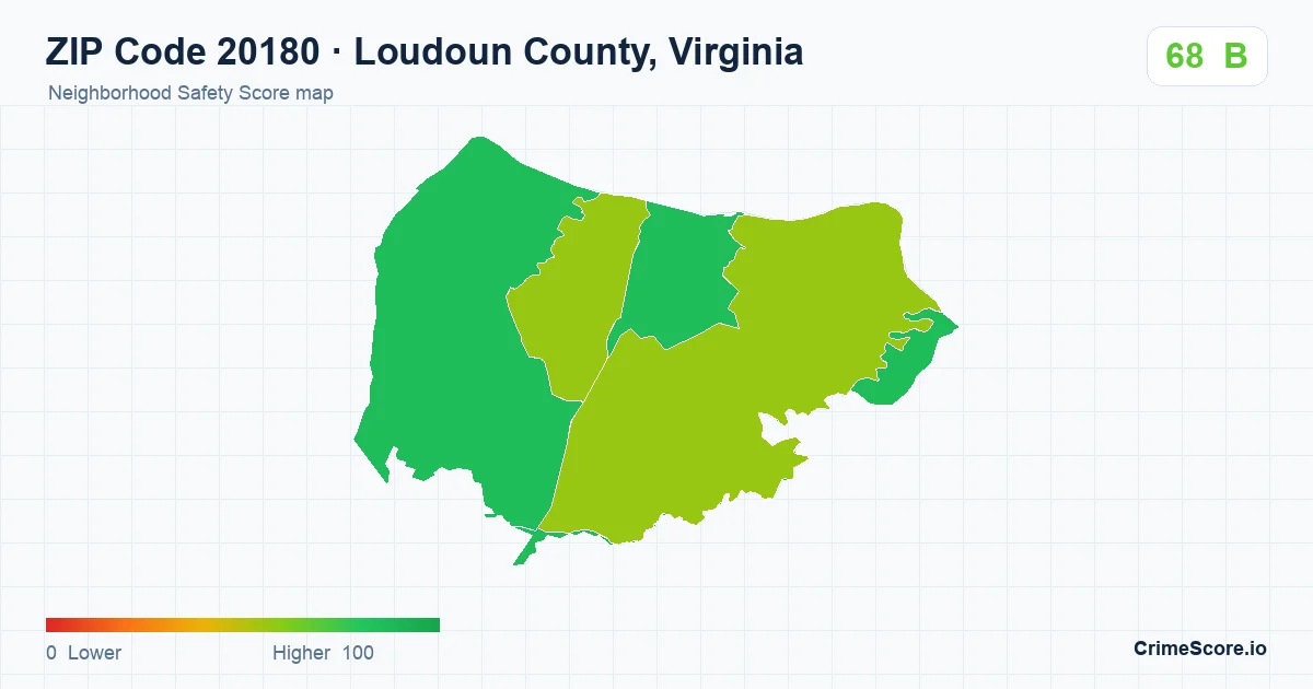 ZIP Code 20180 in Loudoun County, Virginia neighborhood Safety Score map