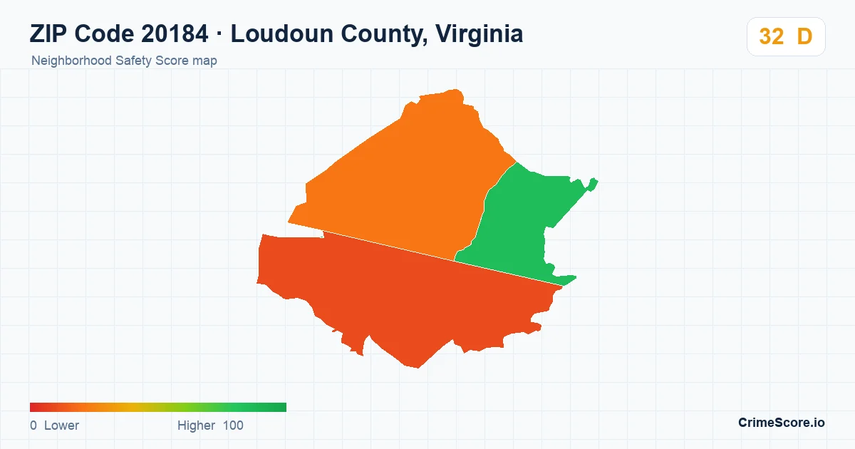 ZIP Code 20184 in Loudoun County, Virginia neighborhood Safety Score map