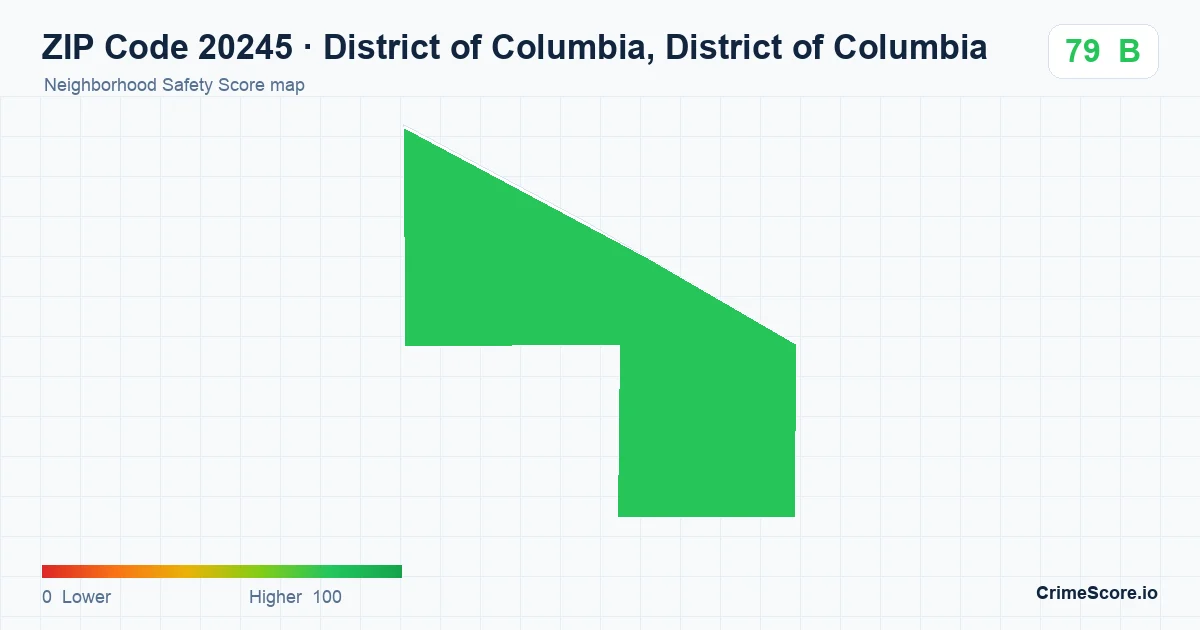 ZIP Code 20245 in District of Columbia, District of Columbia neighborhood Safety Score map