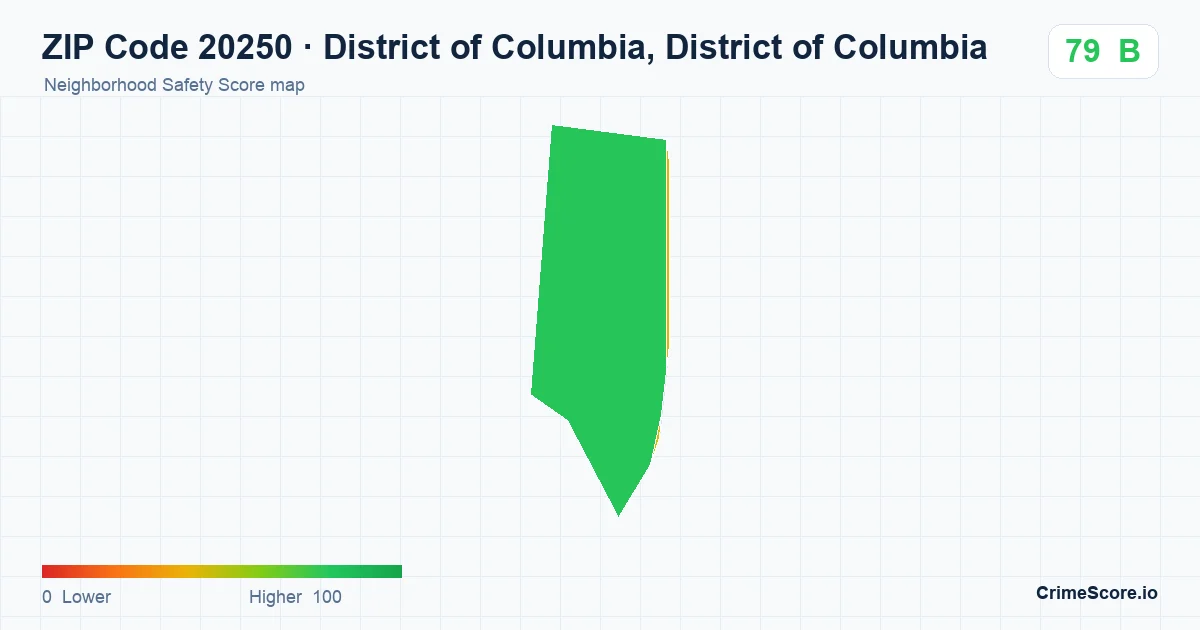 ZIP Code 20250 in District of Columbia, District of Columbia neighborhood Safety Score map