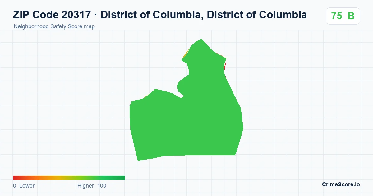 ZIP Code 20317 in District of Columbia, District of Columbia neighborhood Safety Score map