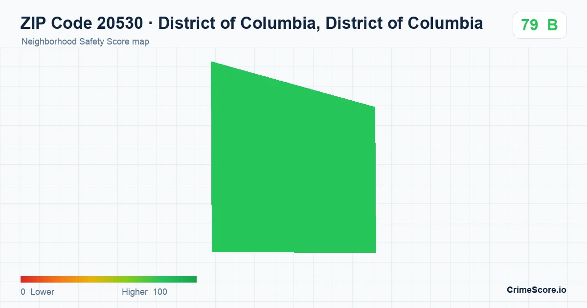 ZIP Code 20530 in District of Columbia, District of Columbia neighborhood Safety Score map