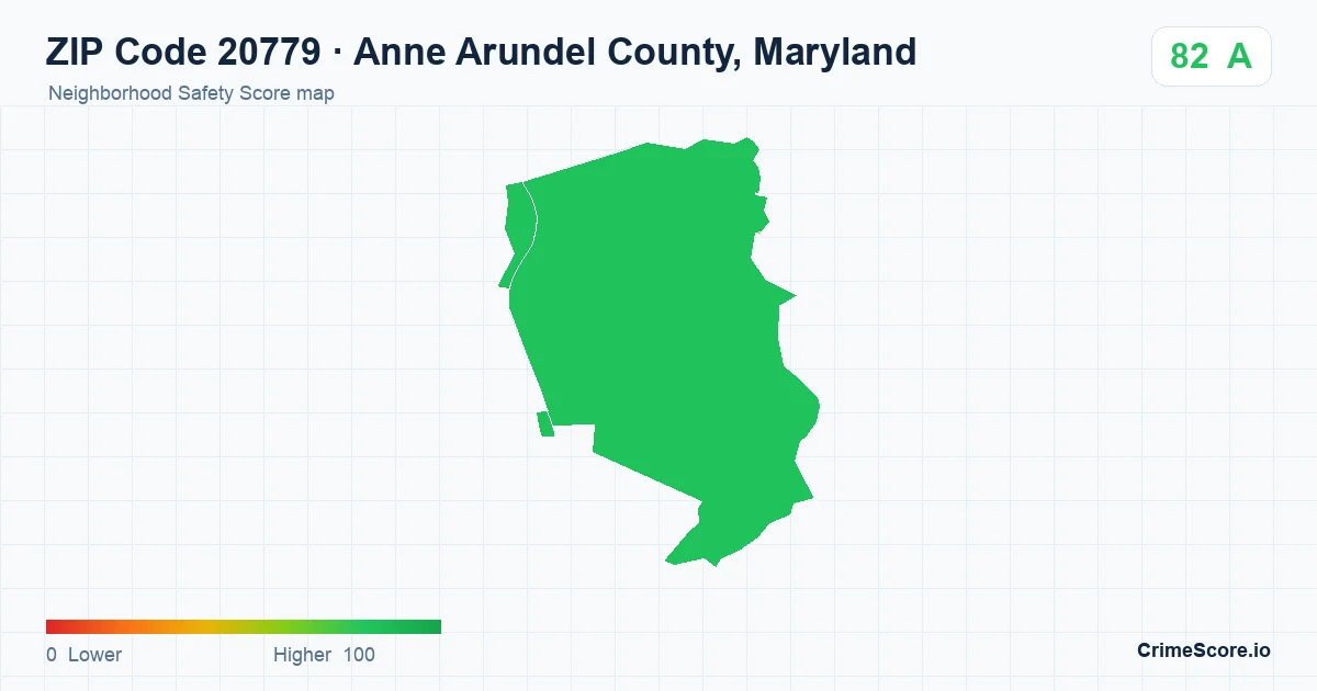 ZIP Code 20779 in Anne Arundel County, Maryland neighborhood Safety Score map