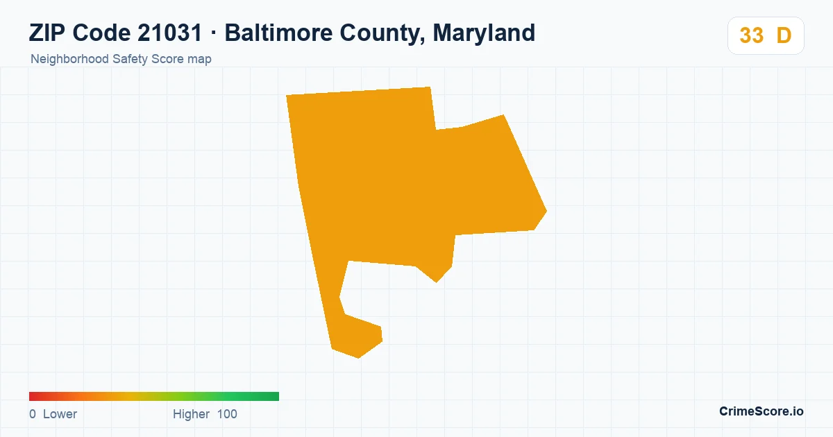 ZIP Code 21031 in Baltimore County, Maryland neighborhood Safety Score map