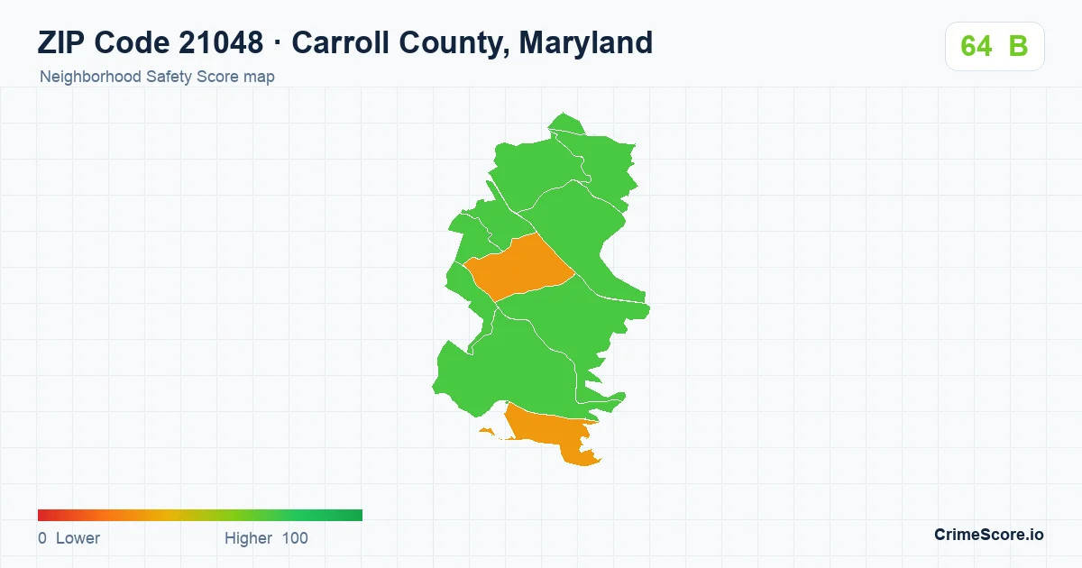 ZIP Code 21048 in Carroll County, Maryland neighborhood Safety Score map