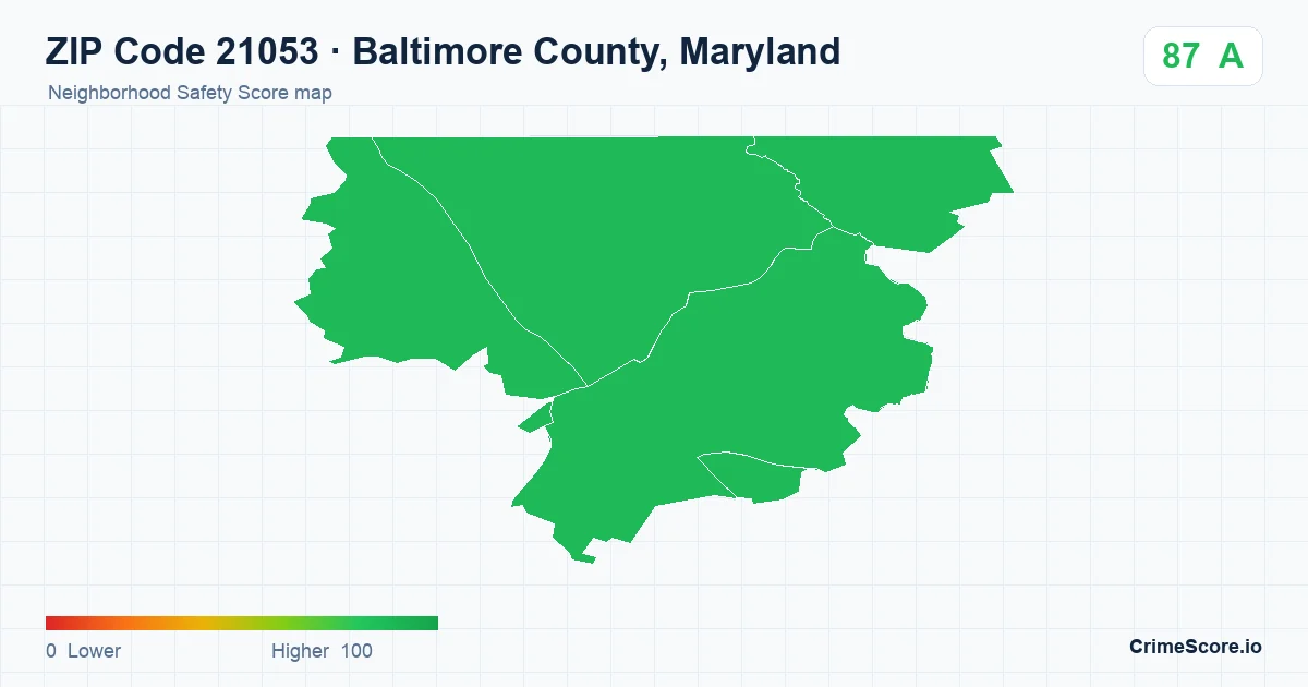 ZIP Code 21053 in Baltimore County, Maryland neighborhood Safety Score map