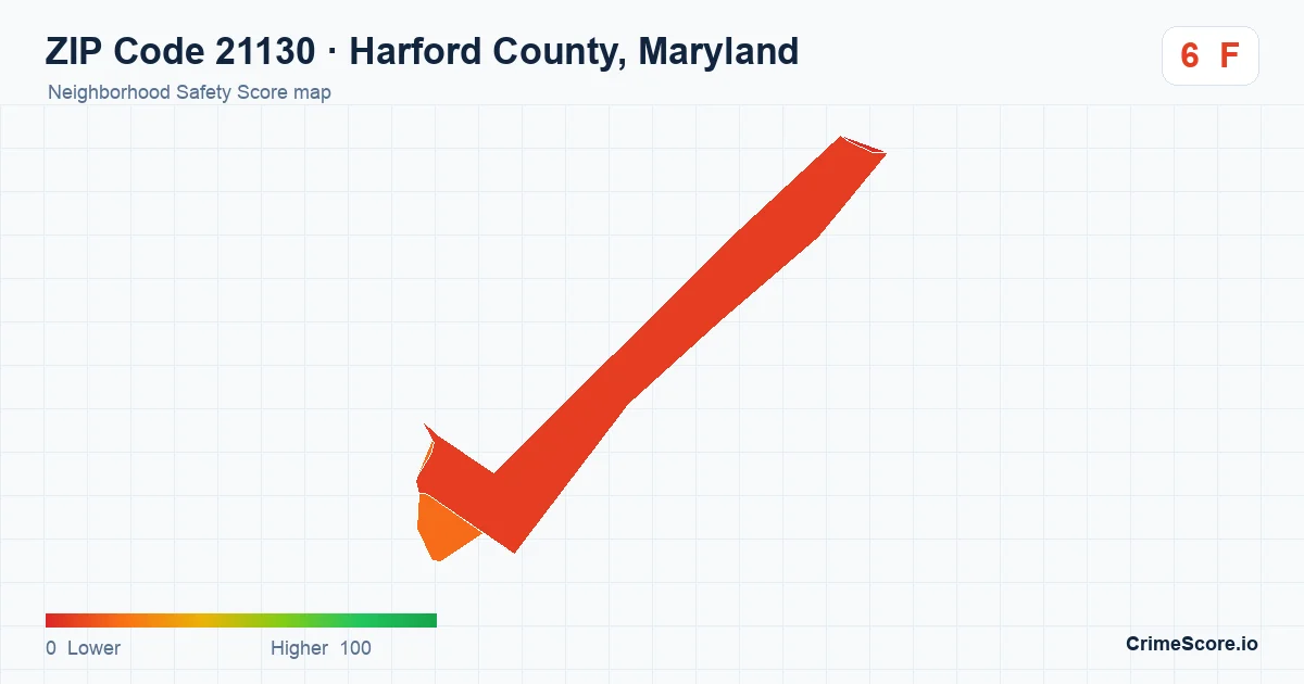 ZIP Code 21130 in Harford County, Maryland neighborhood Safety Score map