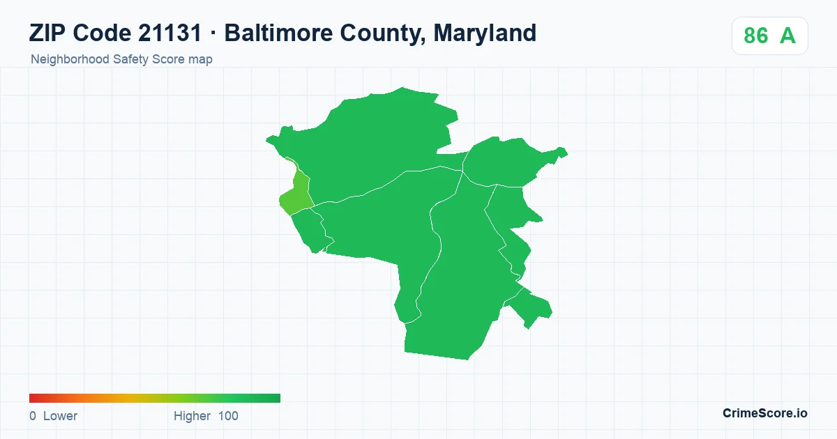 ZIP Code 21131 in Baltimore County, Maryland neighborhood Safety Score map