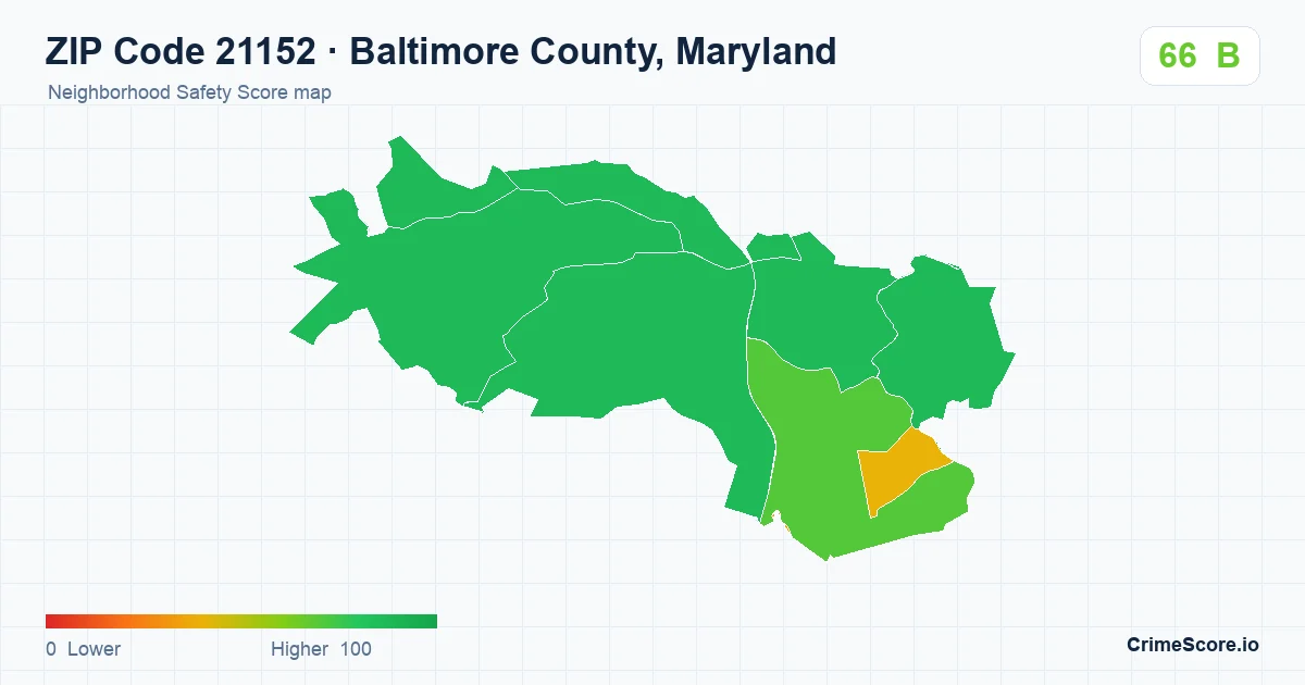 ZIP Code 21152 in Baltimore County, Maryland neighborhood Safety Score map