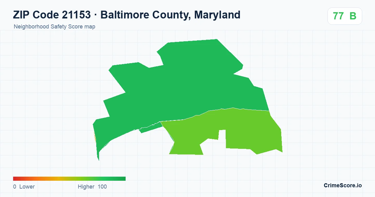 ZIP Code 21153 in Baltimore County, Maryland neighborhood Safety Score map