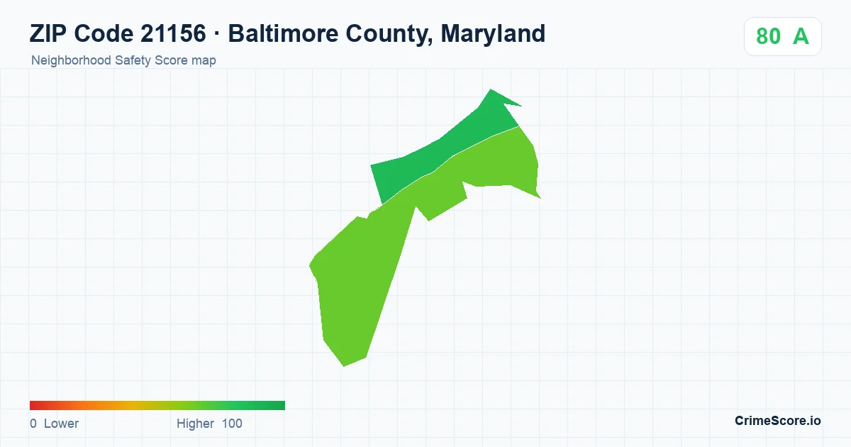 ZIP Code 21156 in Baltimore County, Maryland neighborhood Safety Score map