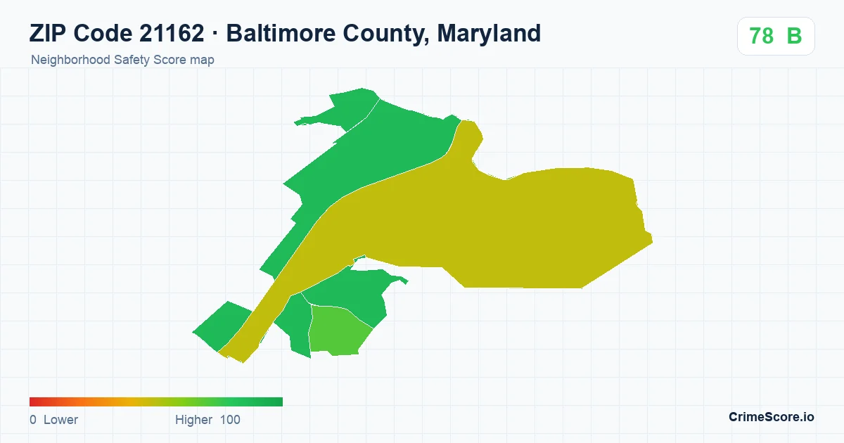 ZIP Code 21162 in Baltimore County, Maryland neighborhood Safety Score map