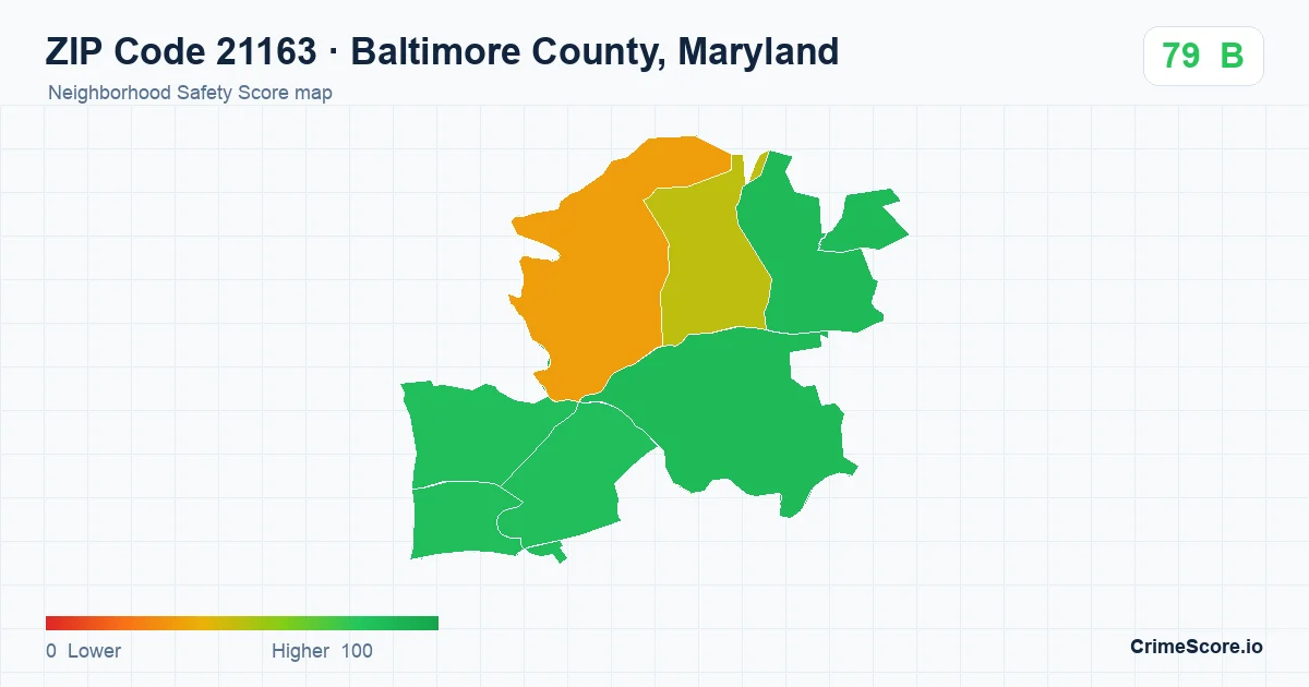 ZIP Code 21163 in Baltimore County, Maryland neighborhood Safety Score map