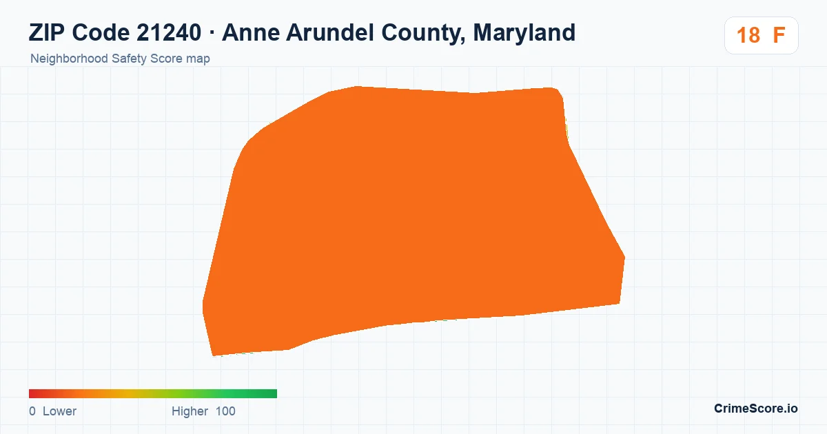 ZIP Code 21240 in Anne Arundel County, Maryland neighborhood Safety Score map