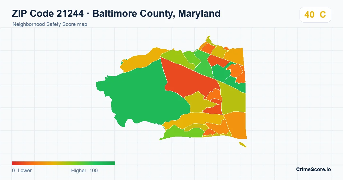 ZIP Code 21244 in Baltimore County, Maryland neighborhood Safety Score map