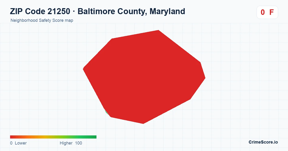 ZIP Code 21250 in Baltimore County, Maryland neighborhood Safety Score map