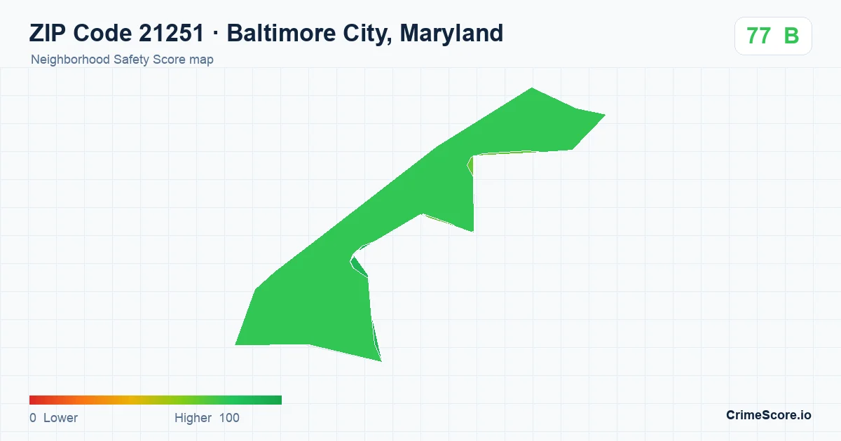 ZIP Code 21251 in Baltimore City, Maryland neighborhood Safety Score map