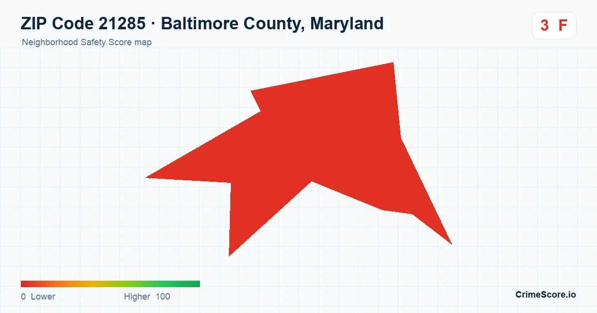 ZIP Code 21285 in Baltimore County, Maryland neighborhood Safety Score map