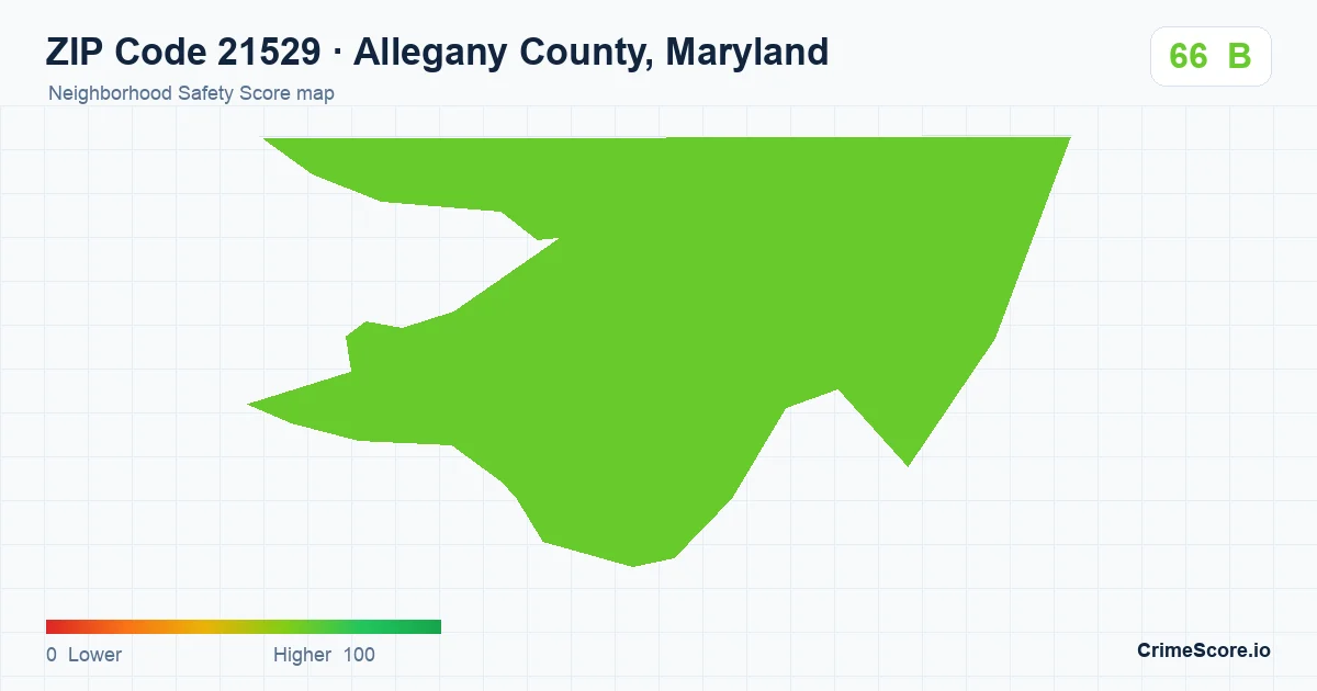 ZIP Code 21529 in Allegany County, Maryland neighborhood Safety Score map