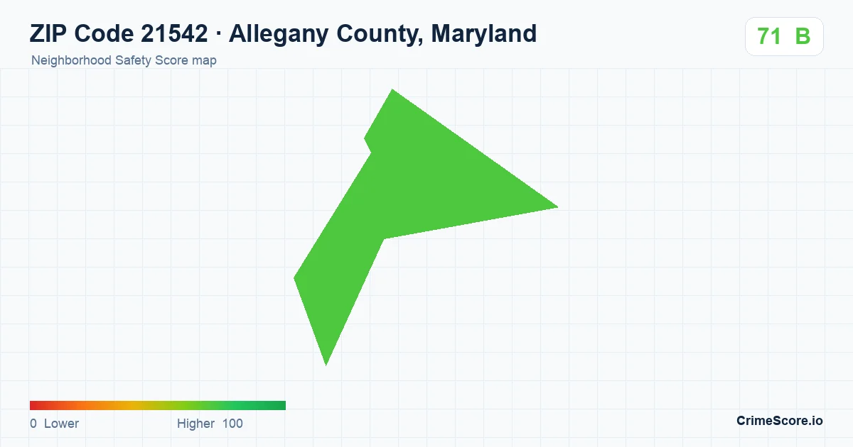 ZIP Code 21542 in Allegany County, Maryland neighborhood Safety Score map