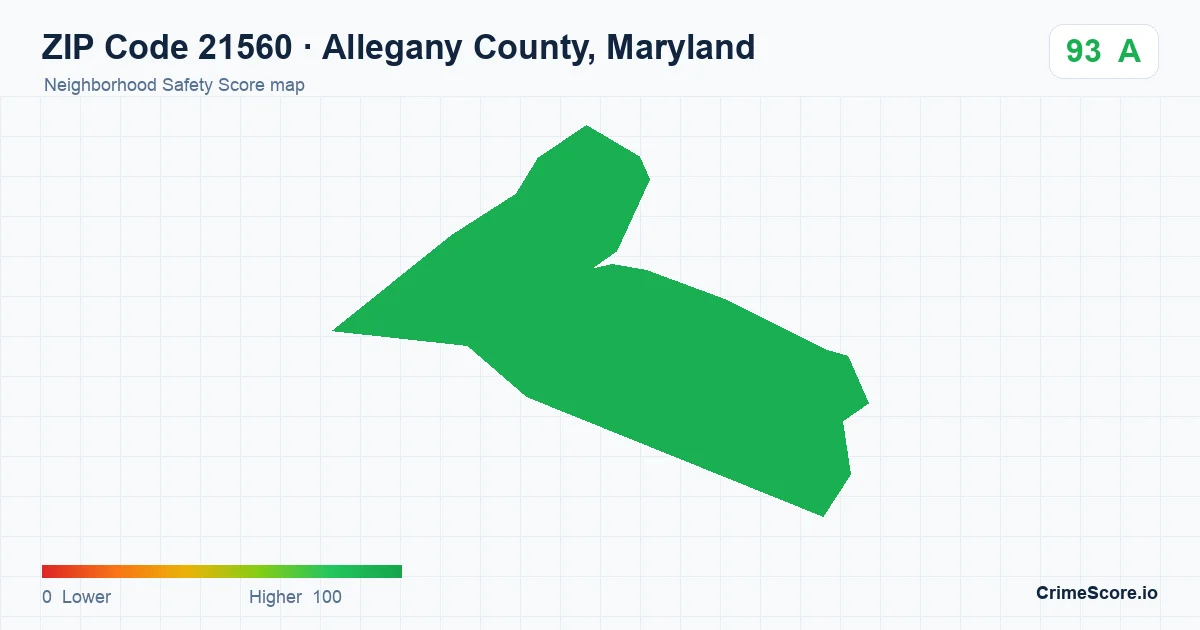 ZIP Code 21560 in Allegany County, Maryland neighborhood Safety Score map