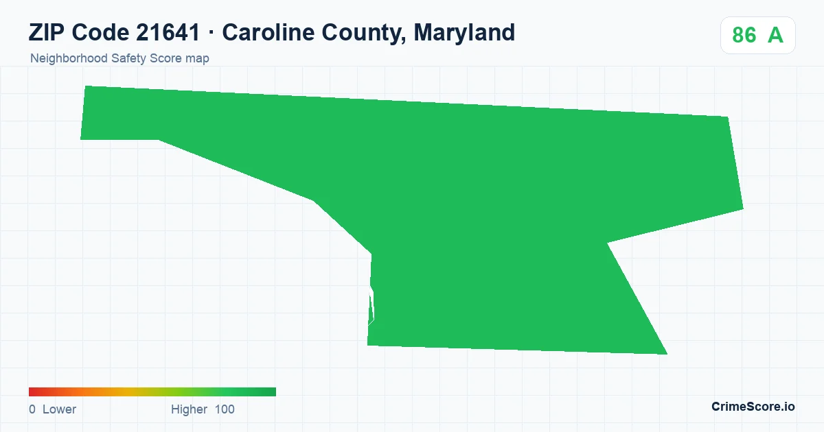 ZIP Code 21641 in Caroline County, Maryland neighborhood Safety Score map