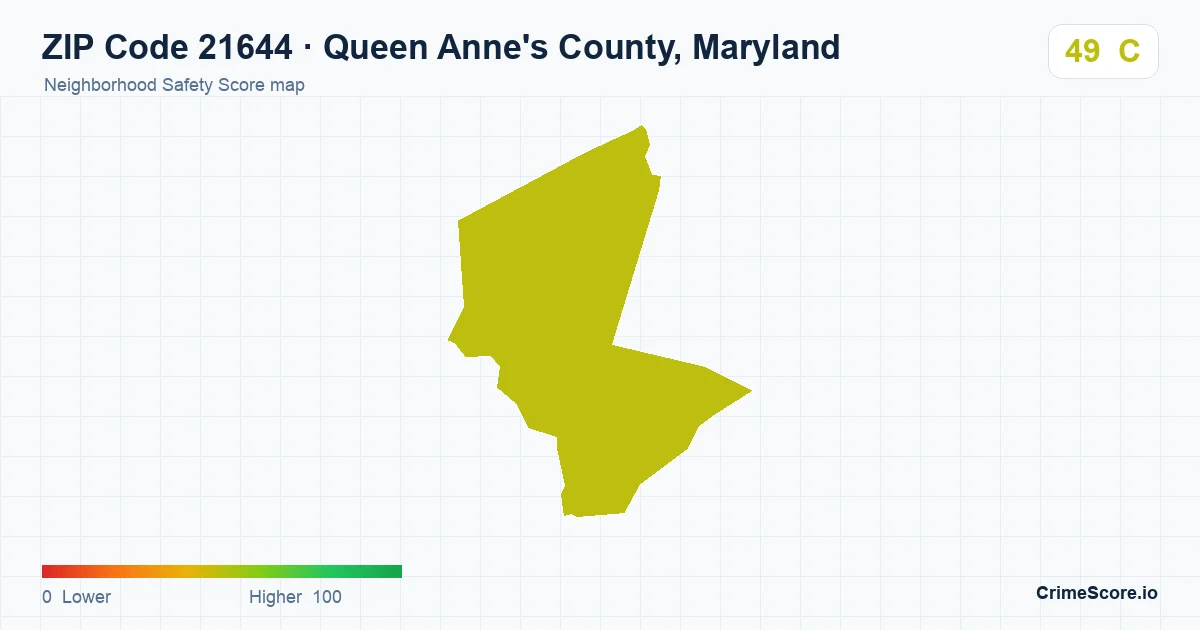 ZIP Code 21644 in Queen Anne's County, Maryland neighborhood Safety Score map