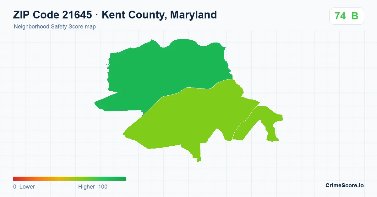 ZIP Code 21645 in Kent County, Maryland neighborhood Safety Score map
