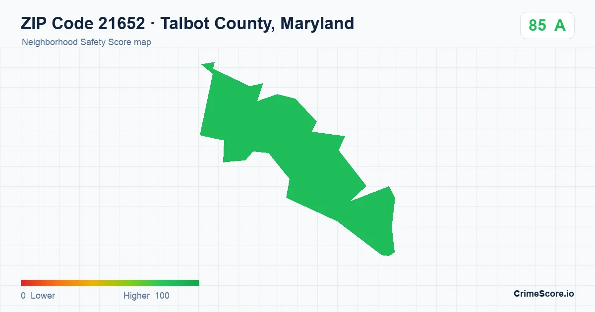 ZIP Code 21652 in Talbot County, Maryland neighborhood Safety Score map