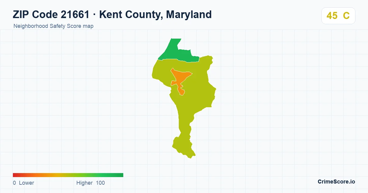 ZIP Code 21661 in Kent County, Maryland neighborhood Safety Score map