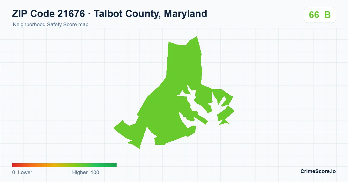 ZIP Code 21676 in Talbot County, Maryland neighborhood Safety Score map