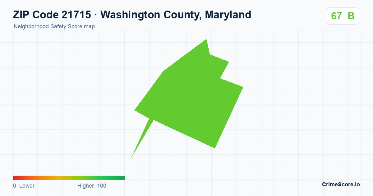 ZIP Code 21715 in Washington County, Maryland neighborhood Safety Score map
