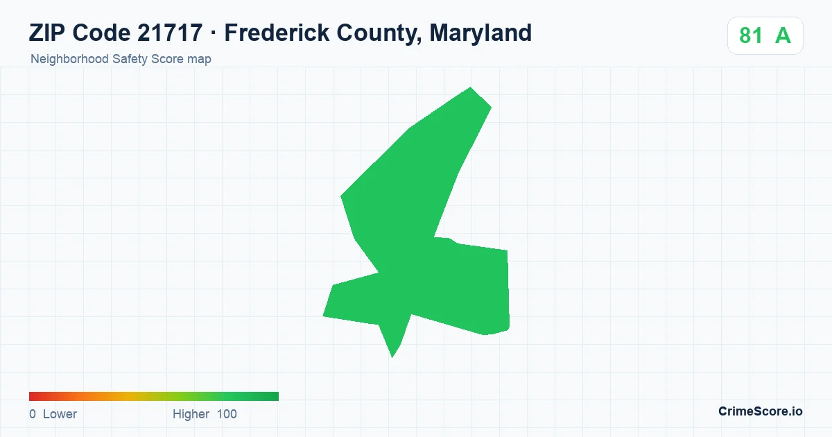 ZIP Code 21717 in Frederick County, Maryland neighborhood Safety Score map