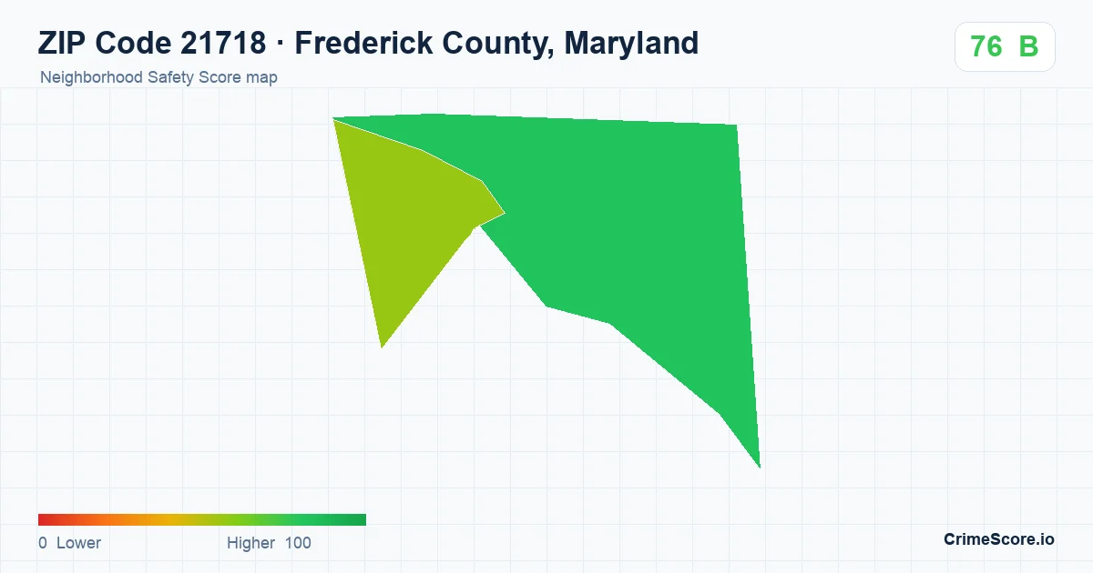 ZIP Code 21718 in Frederick County, Maryland neighborhood Safety Score map