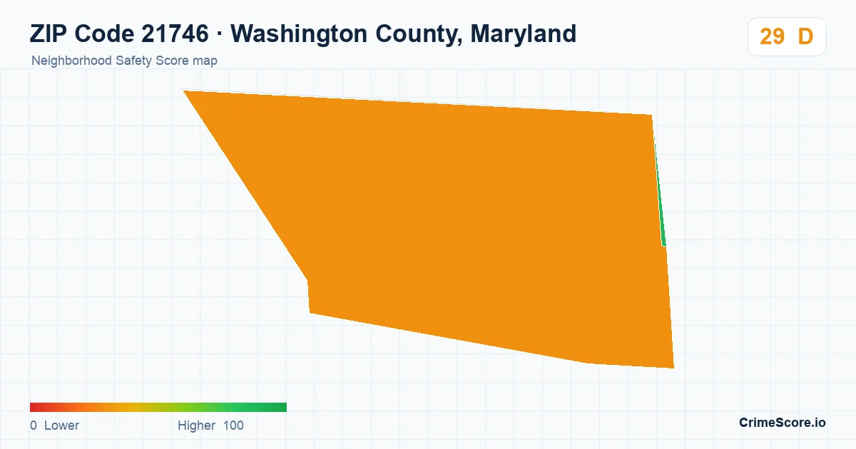 ZIP Code 21746 in Washington County, Maryland neighborhood Safety Score map