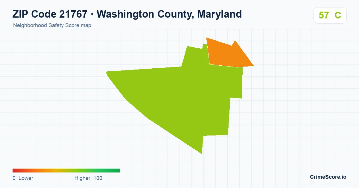 ZIP Code 21767 in Washington County, Maryland neighborhood Safety Score map