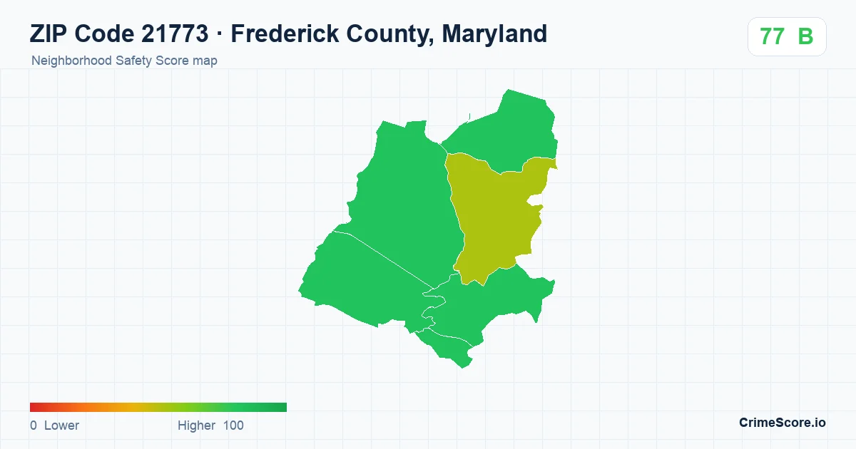 ZIP Code 21773 in Frederick County, Maryland neighborhood Safety Score map